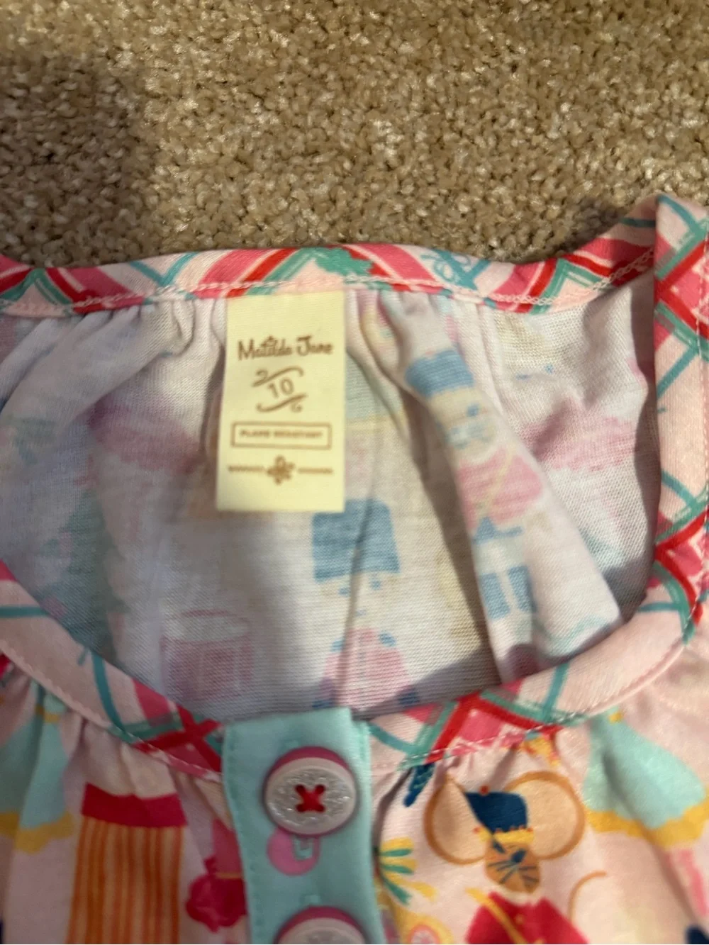 Matilda Jane Pink Nutcracker Print Top with Mint Polka Dot Pajama Bottoms